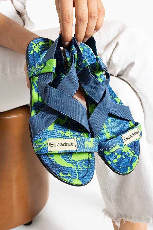Elastic Denim Women's Sandals