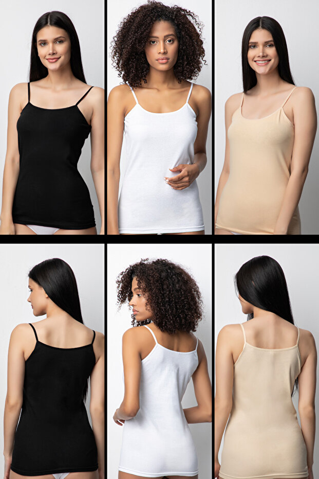 Pack of 6 Women's Ribbed Strap Tank Tops (1312)