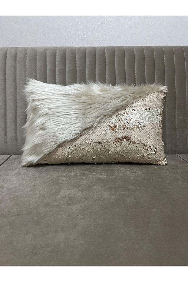 غطاء وسادة مثلث مستطيل من القطيفة مزين بالترتر - 4