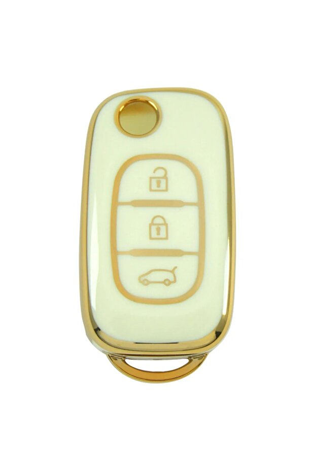 Megane 3 Fluence 3 Button Switch Nano Key Case Cover White Gold Gold Color 1St Quality