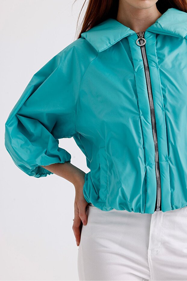 Kadın Mint Bomber Şişme Mont - 6