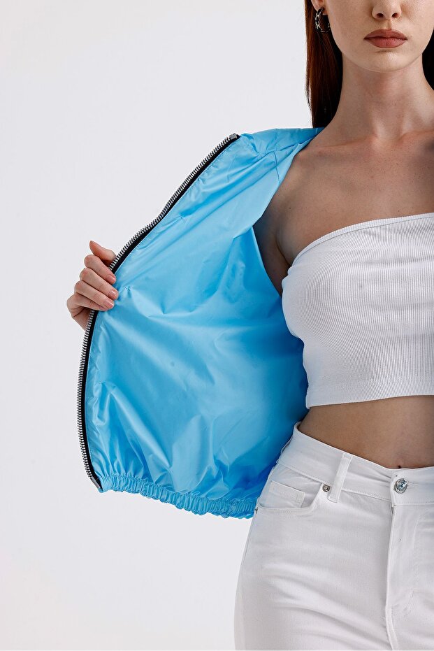 Kadın Mavi Bomber Şişme Mont - 6