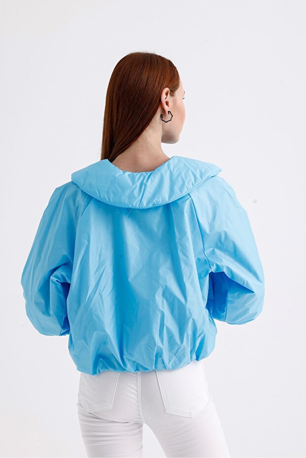Kadın Mavi Bomber Şişme Mont - 7