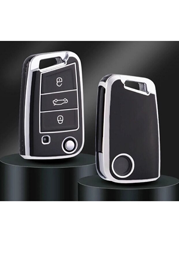 Luxury Golf 7 Golf 7.5 Tiguan Polo T-Roc T-Cross Nano Key Protection Case Black Silver Silver Color