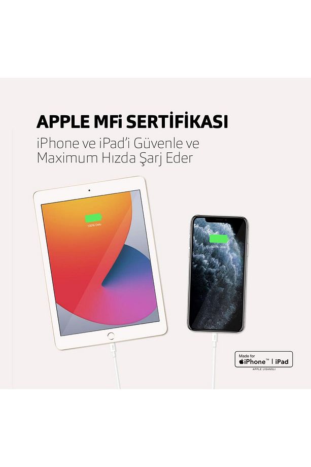 120cm Ultra Hızlı Apple Mfi Sertifikalı Iphone Lightning Şarj Ve Data Kablosu, Akım Ve Isı Koru - 2