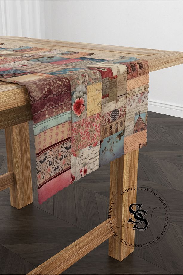 Patchwork Mandala Desenli Dijital Baskılı Runner - 1