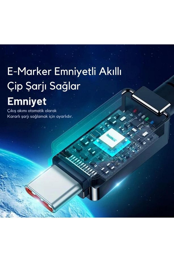 Led Işıklı E-marker Çipli Unbreakable Kopmaz Kablo 2mt Ultra Hızlı 100w Type-c Şarj Kablosu - 3