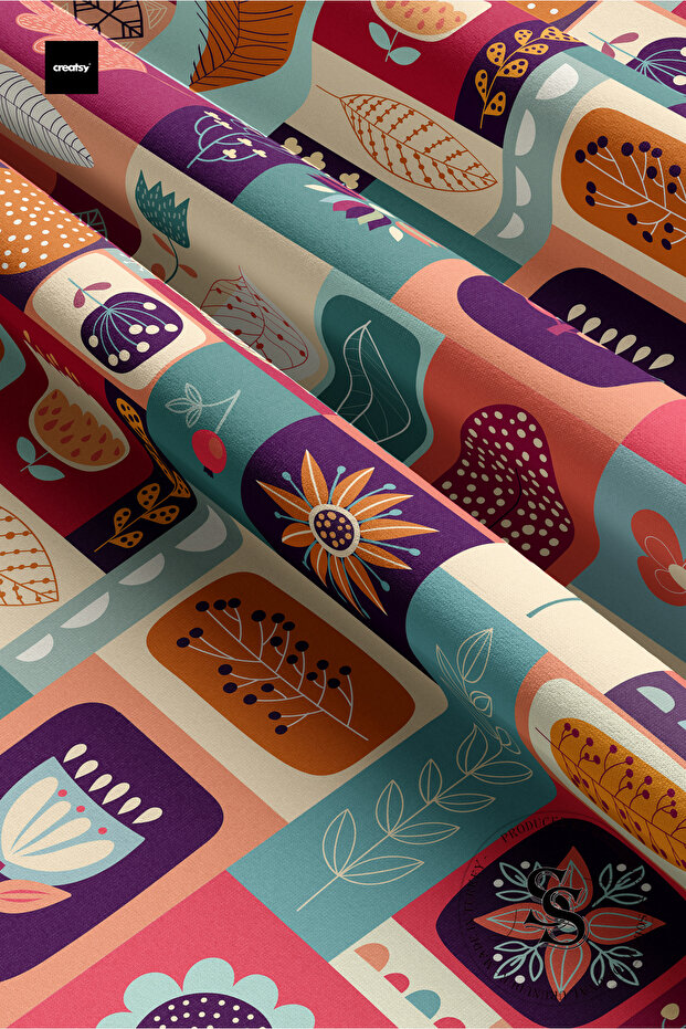 Patchwork Mandala Desenli Dijital Baskılı Runner - 5