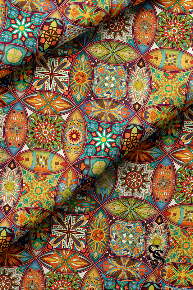 Patchwork Mandala Desenli Dijital Baskılı Runner - 4