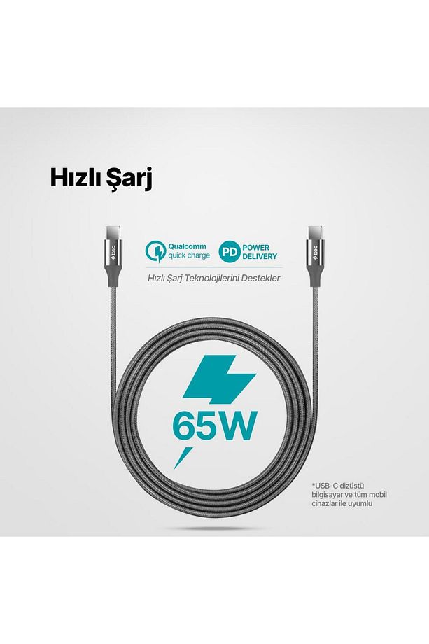 Super Şarj Örgü 0.30cm 65w Type C Şarj Kablosu Kısa Powerbank Kablo Iphone 15 15 Pro Max Şarj - 2