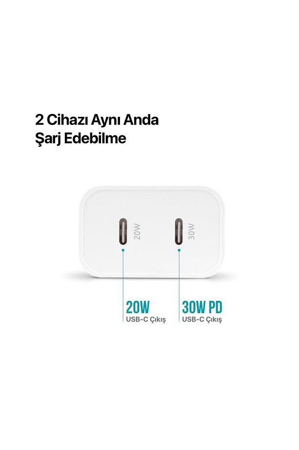 Süper Şarj Akım Koruma 2pd Giriş Gan 50w Şarj Başlığı Samsung Huawei Iphone 15 15 Pro Max Şarj - 3