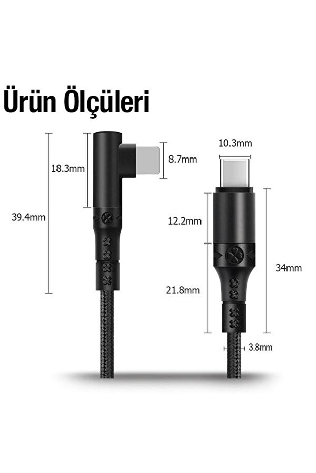 Super Şarj Örgü Tasarım L Tip Type-c To Iphone Şarj Kablosu Iphone 11 12 13 14 Pro Max Şarj - 6