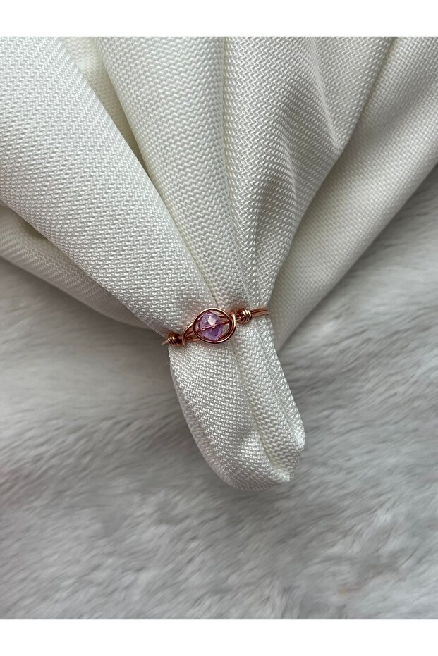 الحد الأدنى من نمط خاتم الأسلاك النحاسية الكريستال الأرجواني - 1