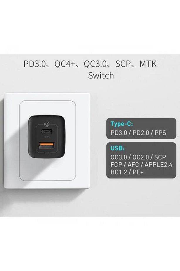 Gan 65w Ultra Hızlı Ve Akım Korumalı Şarj Adaptörü, 1x Pd Type C Ve 1x Usb Girişli Başlık - 3