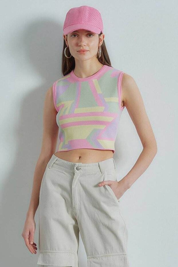 Renkli Çelik Kumaş Kadın Triko - 1