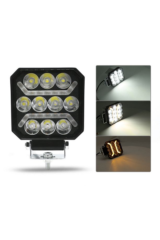 Oto Çalışma Lambası 4 inç 12-24V DRL Sarı 2 Mod Flash Traktör Tır Kamyon Tekne Projektör Sis Farı - 3