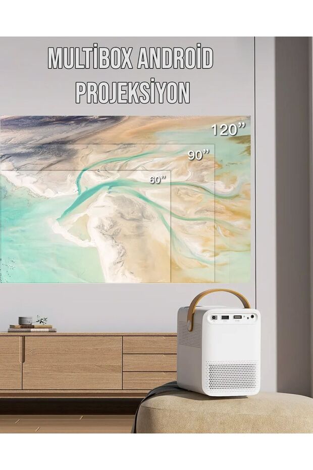 T6 Promax Android Projektör Wifi Bluetooth 240 Inç Ekran Yansıtma Dahili Hoparlör - 4