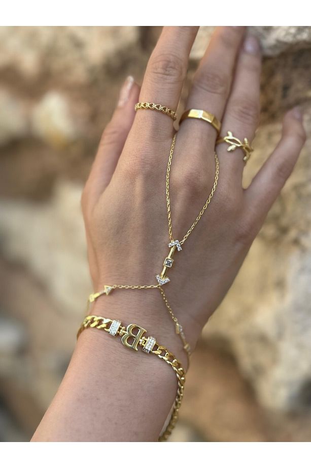Zena Taşlı Şahmeran 14 Ayar Altın Kaplama 925 Ayar Gümüş - 4