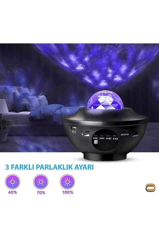 Projektör Bluetooth Hoparlör Disko Parti Gece Lambası Tavan Aydınlatıcı Doğum Günü Sevgiliye Hediye - 5