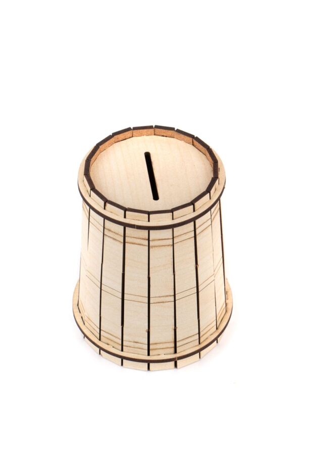 - Wooden Barrel Piggy Bank