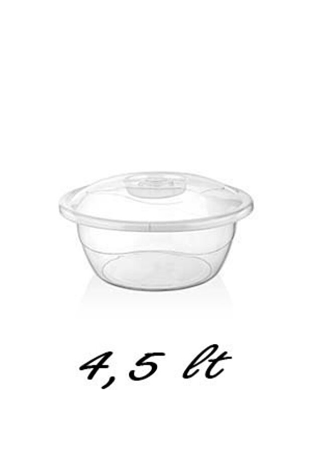 Plastic 4.5 Liter Covered Dough Basin Storage Container Transparent (Diameter 27 cm)