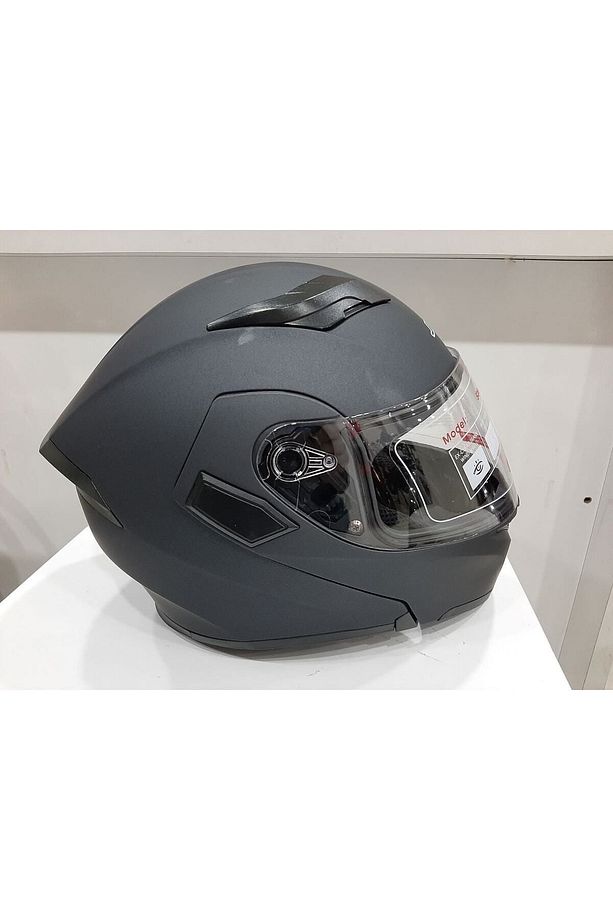 Mat Siyah Jk 902 Çene Pedli Güneş Vizörlü Çeneden Açılır Kask - 2