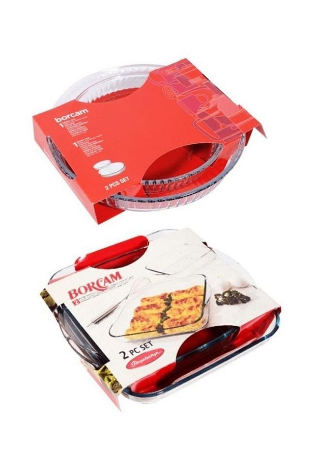 Borcam 2'li Kare+2'li Yuvarlak Tepsi - 1