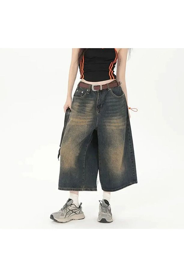 Y2K RECYCLED BAGGY POCKET STAR JEAN ŞORT BERMUDA - 1