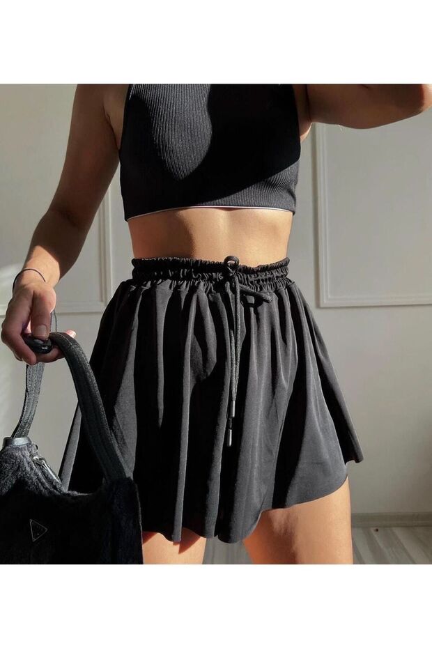 Black Lycra Short Short Skirt