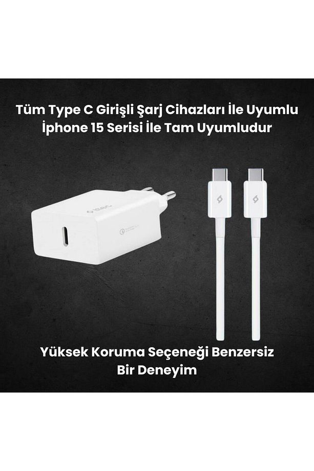 20w Pd Type C Girişli Şarj Adaptörü Ve 1.2 Metre 65w Type C Şarj Kablosu, Akım Ve Isı Korumalı - 2