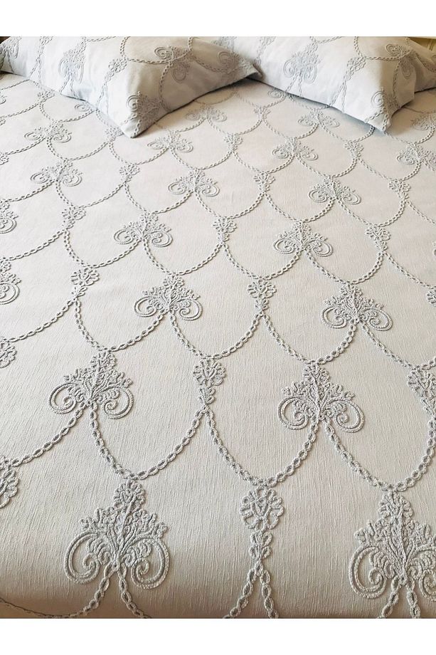 -pike takımı Tek Kişilik Üç Boyut Nakışlı Kapuçino  170 X 245 - Bir Adet Yastık Kılıfı - 1