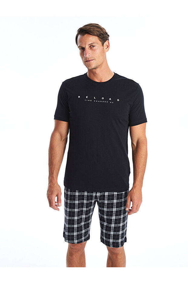 Standart Kalıp Erkek Şortlu Pijama Takımı - 1