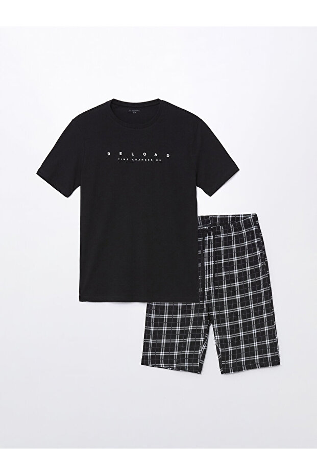 Standart Kalıp Erkek Şortlu Pijama Takımı - 5