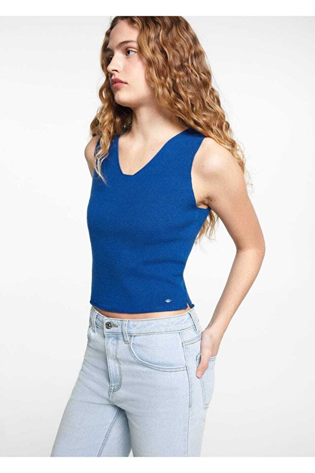 Askılı triko bluz - 1