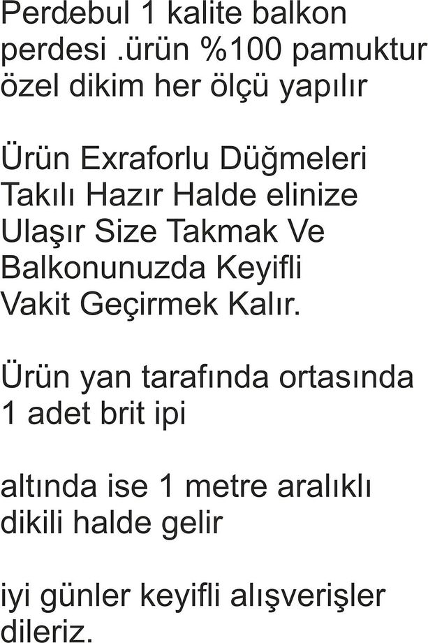 1.sınıf Enxboy 200 Cm Yükseklik Balkon Perdesi Exraforlu Bağcıklı Branda Kumaşı - 7