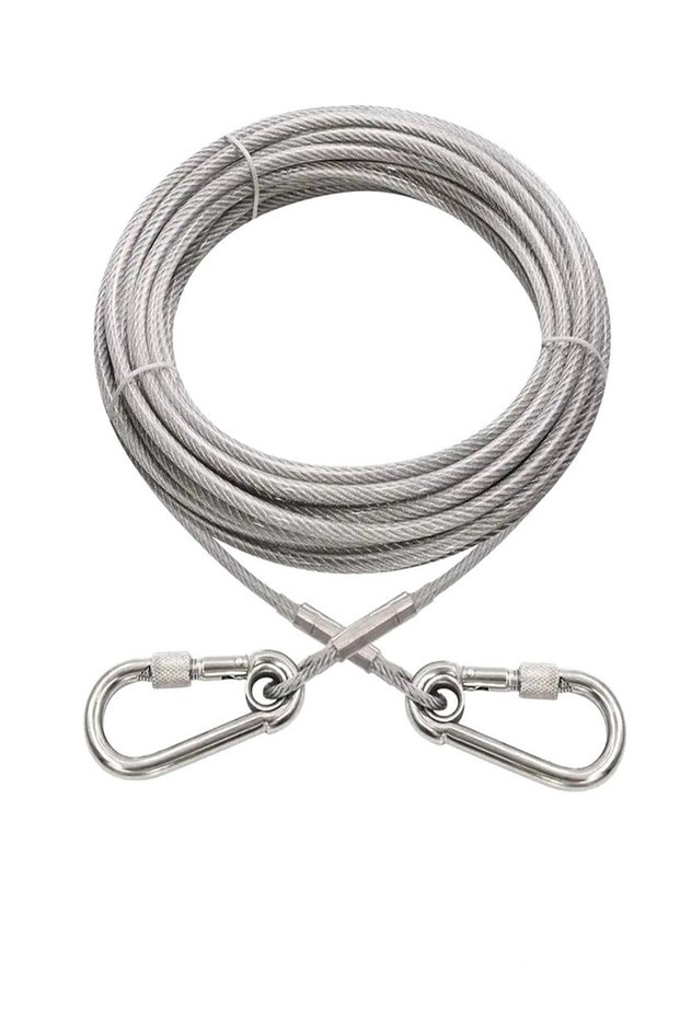 Mm 5 Meters + 2 Screw Carabiner Dog Garden Tethering Rope Transparent Color (90 Kg)