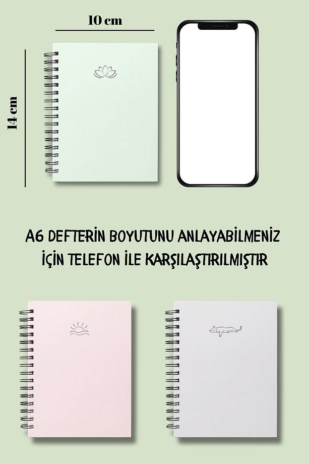 Pastel Renkler 6'lı Spiralli Cep Boy , Not Defter Seti , A6 , 80 Sayfa , Çizgisiz , Okul Defteri - 4