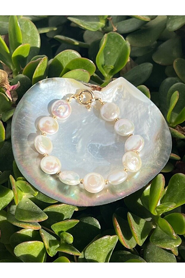 Gerçek Yassı İnci Bileklik - 6