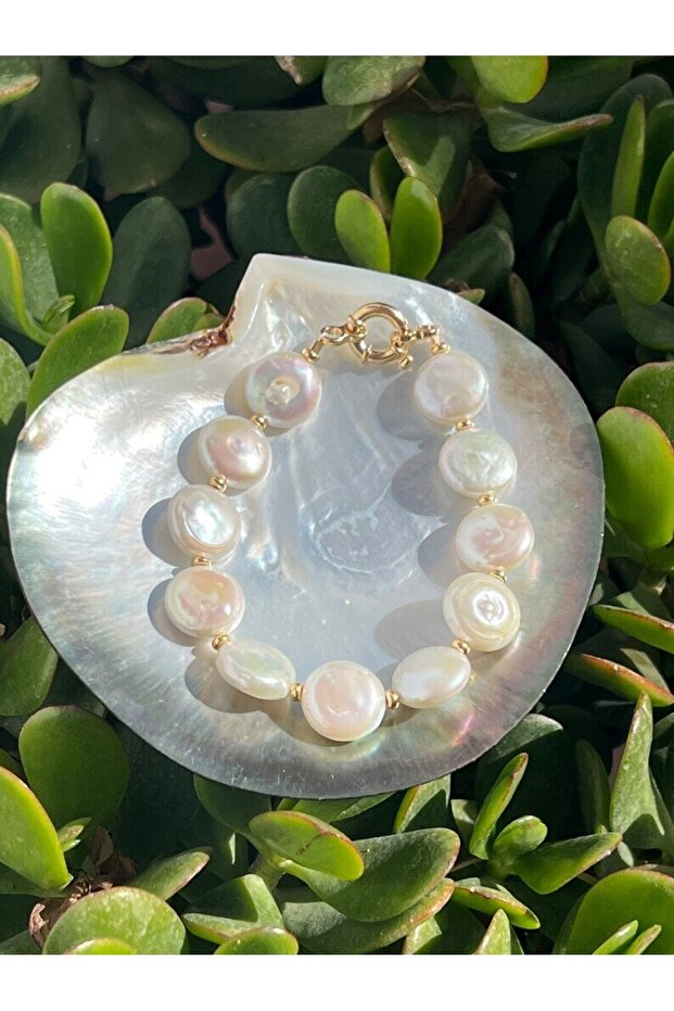 Gerçek Yassı İnci Bileklik - 4