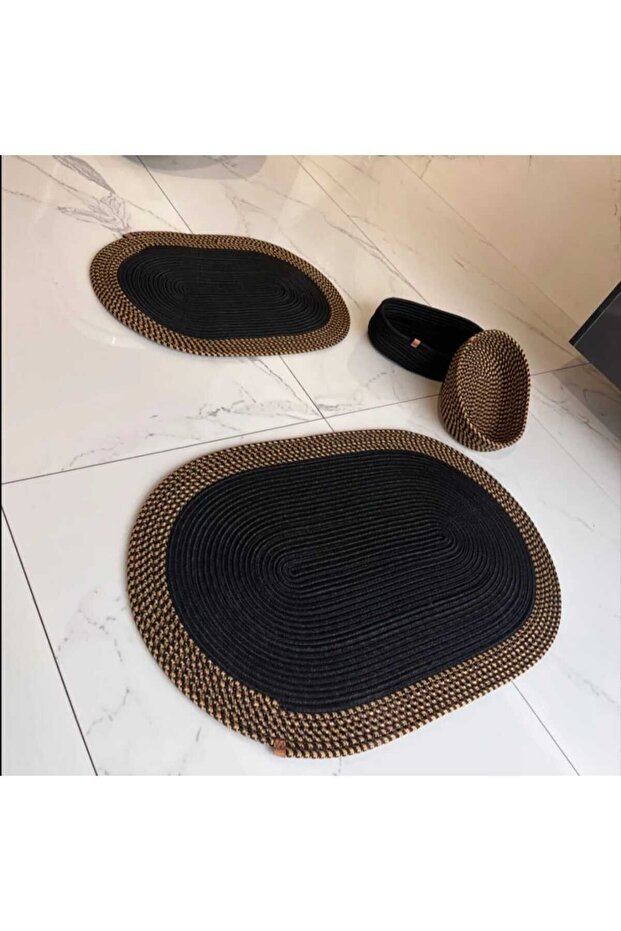 40X60-50X80 2 Mats 2 Baskets Jute White Melted Jute 4-Piece Bathroom Set Gift, Dowry Box