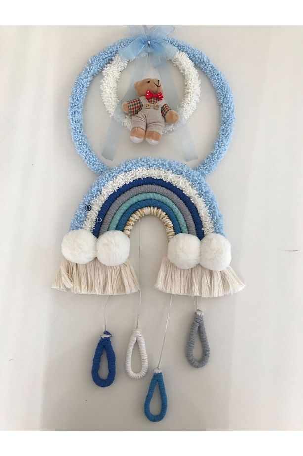Makrome Bebek Kapısüsü Takı Yastığı Loğusa Terliği Loğusa Tacı 4’lü Set - 4