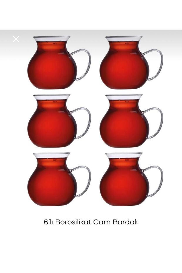 6 Adet Keyfi Ala Borosilikat 6'lı Çay Bardağı - 3