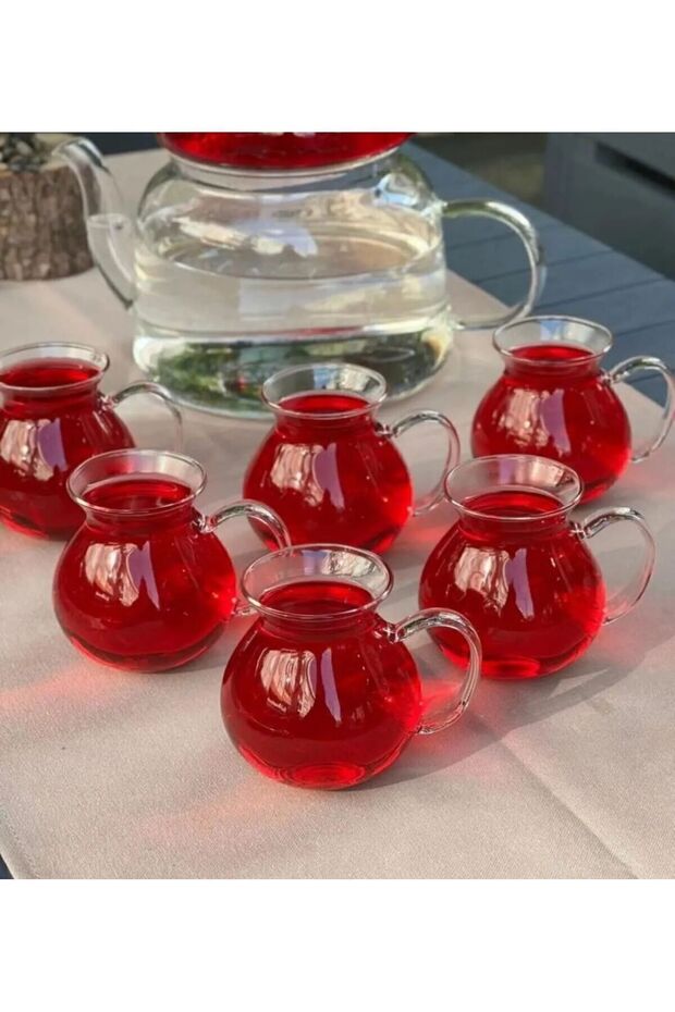 6 Adet Keyfi Ala Borosilikat 6'lı Çay Bardağı - 1