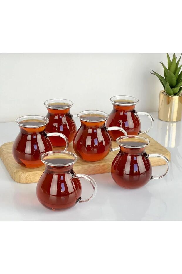 6 Adet Keyfi Ala Borosilikat 6'lı Çay Bardağı - 4