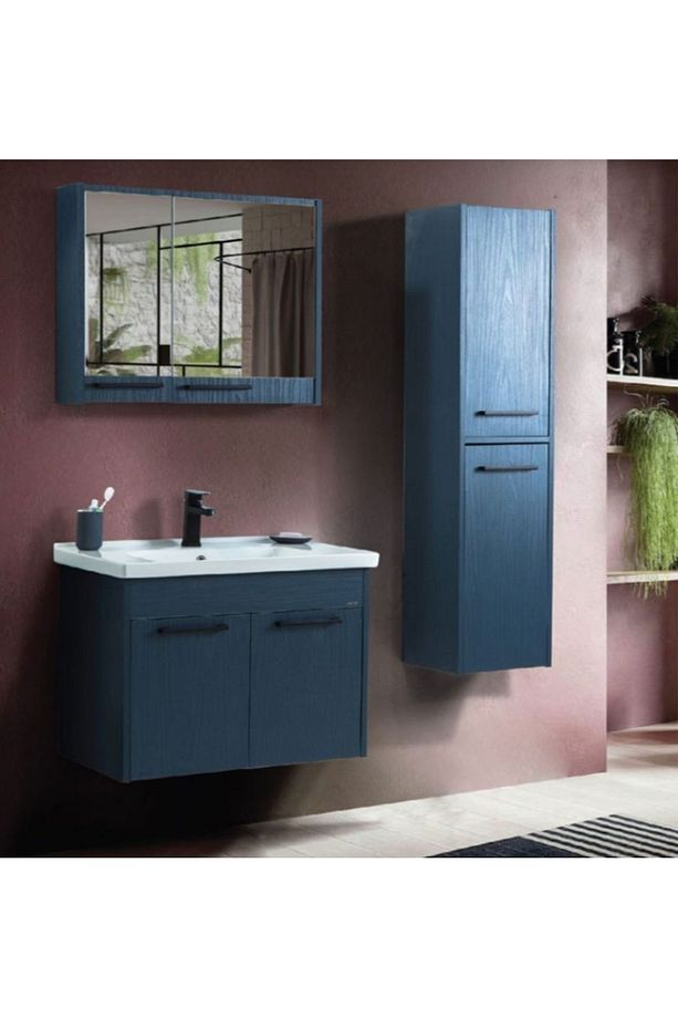 Akçelik Yapı 85 Cm Izlanda Mavisi Set Hilton Banyo Dolabı - 1
