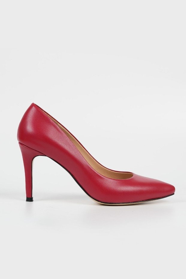 WOMEN'S RED GENUINE LEATHER NUMBER 35-40 HEELED STILETTO SHOES