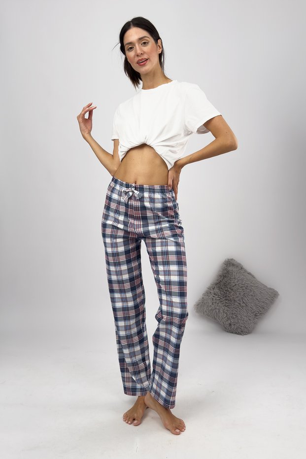 Women's Pajama Bottoms Brown Square with Ribbon