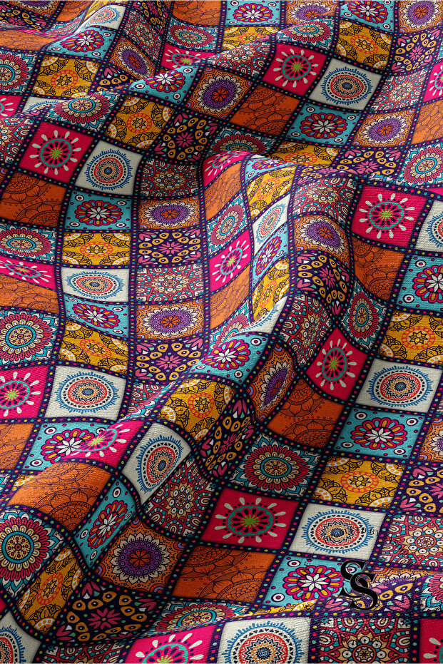 عداء رقمي مطبوع بنمط ماندالا مرقع - 6