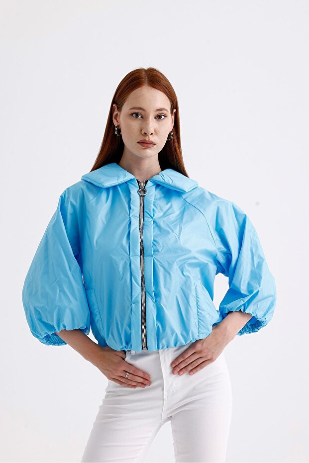 Kadın Mavi Bomber Şişme Mont - 3