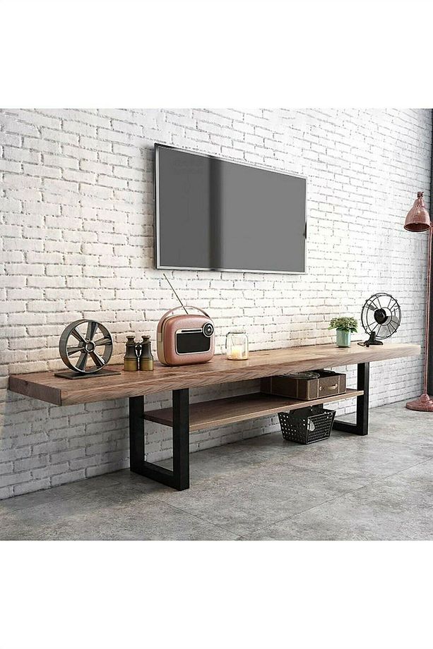 Umutpark Metal Ayaklı Masif Ahşap Çam Tv Ünitesi. - 1